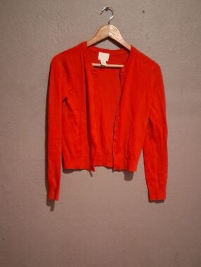 H&M Orange Button-Up Lightweight Cardigan